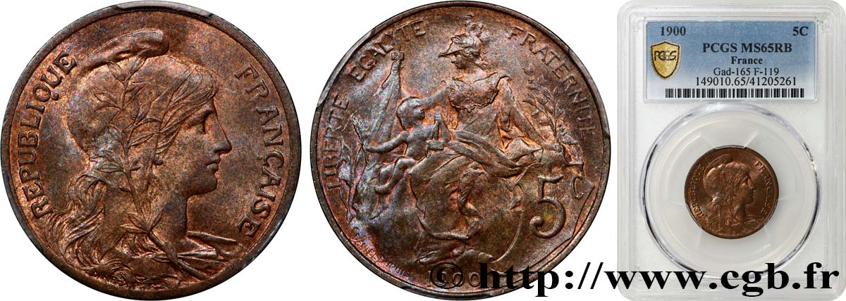 5 centimes Daniel-Dupuis 1900  F.119/9 FDC65 PCGS