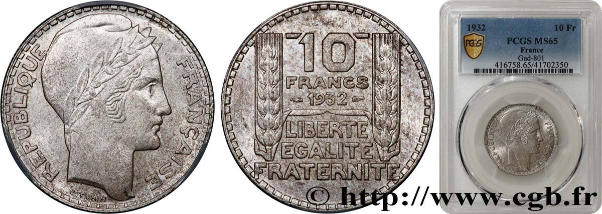 10 francs Turin 1932  F.360/5 MS65 PCGS