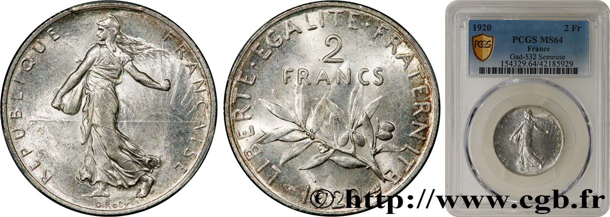 2 francs Semeuse 1920  F.266/22 SC64 PCGS