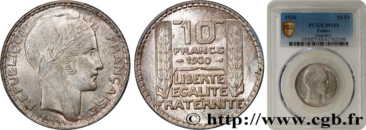 10 francs Turin 1930  F.360/3 MS65 PCGS