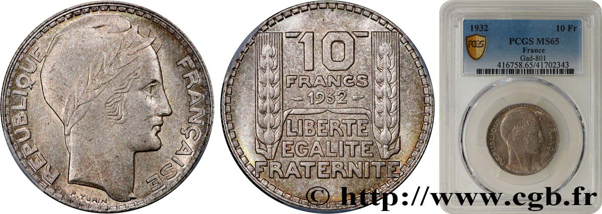 10 francs Turin 1932  F.360/5 ST65 PCGS