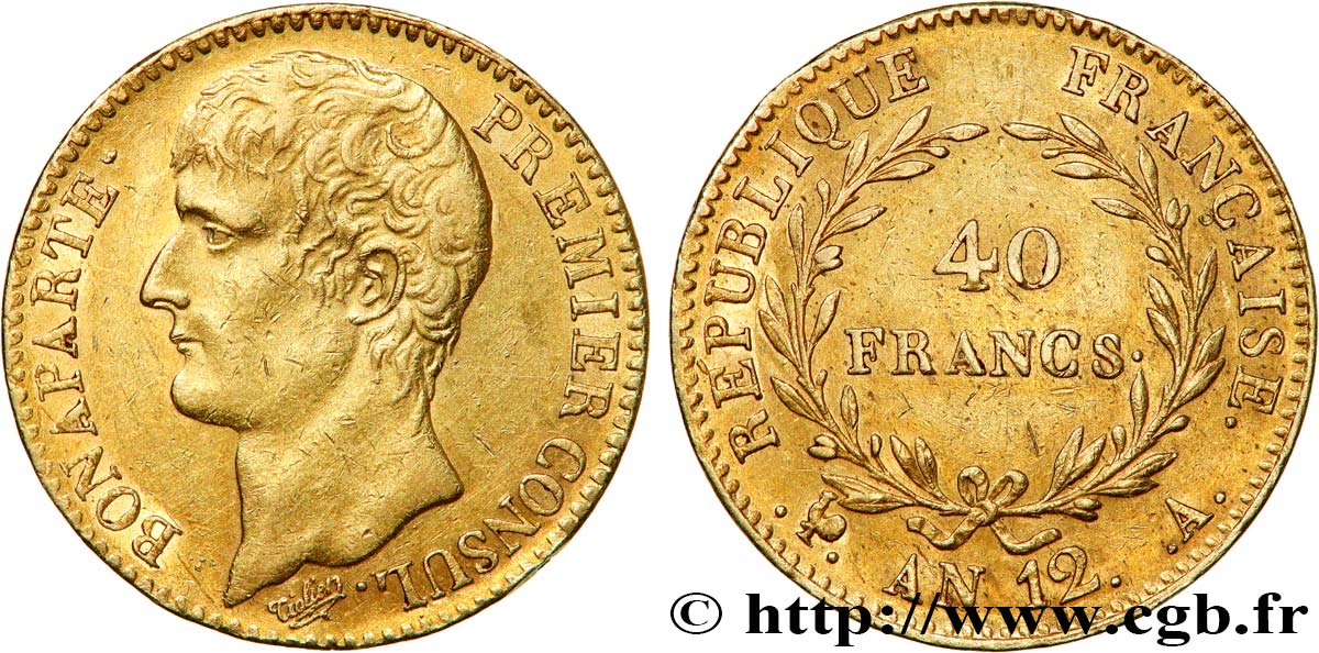 40 francs or Bonaparte Premier Consul 1804 Paris F.536/6 BB50 