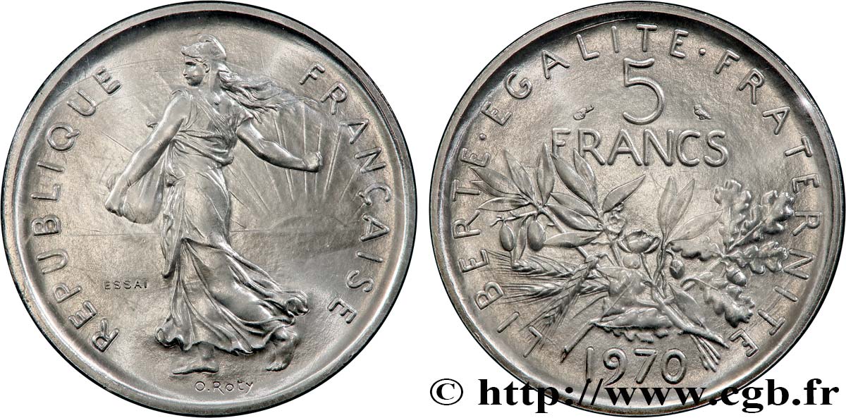 Essai de 5 francs Semeuse, nickel 1970 Paris F.341/1 ST 