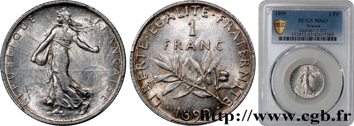 1 franc Semeuse 1899 Paris F.217/3 SC63 PCGS
