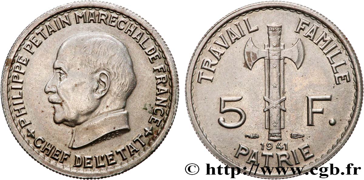 5 francs Pétain  1941  F.338/2 MS60 