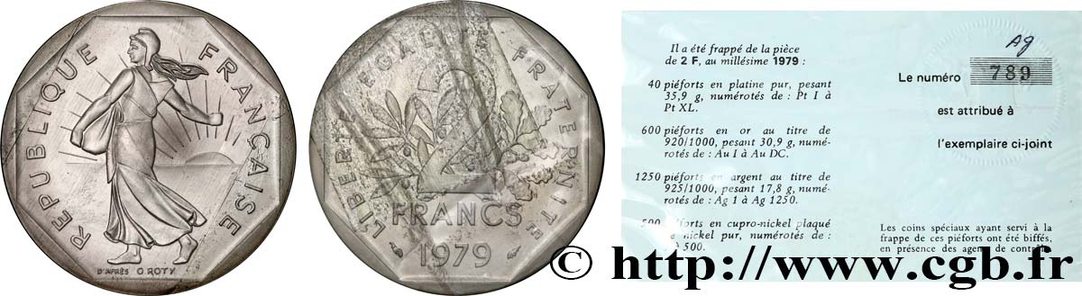 Piéfort argent de 2 francs Semeuse 1979 Pessac GEM.123 P2 ST 