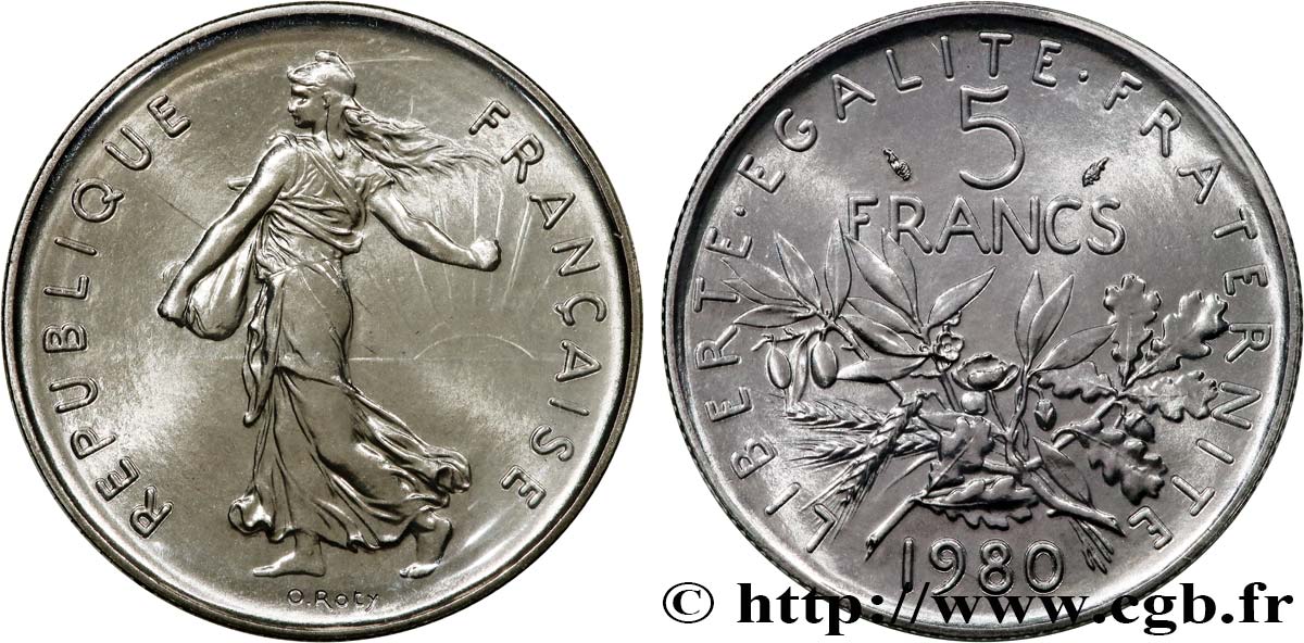 5 francs Semeuse, nickel 1980 Pessac F.341/12 FDC 
