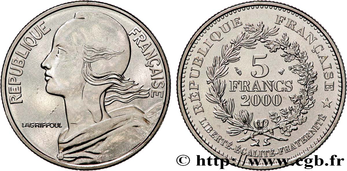 5 francs La Marianne de Lagriffoul 2000 Paris F.355/1 FDC 