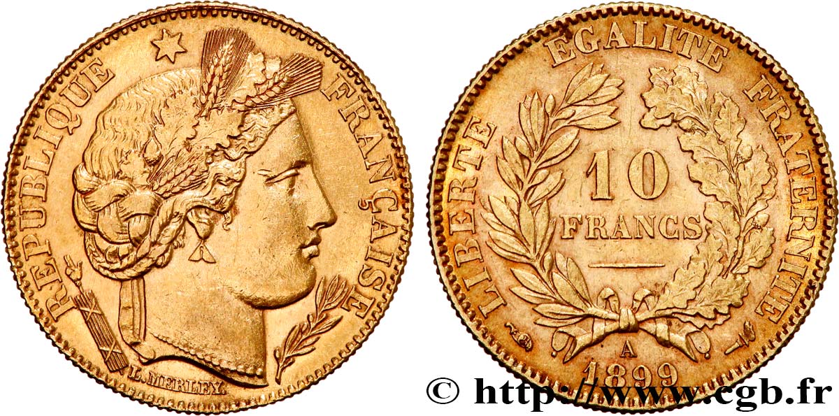 10 francs or Cérès, Troisième République 1899 Paris F.508/5 AU 