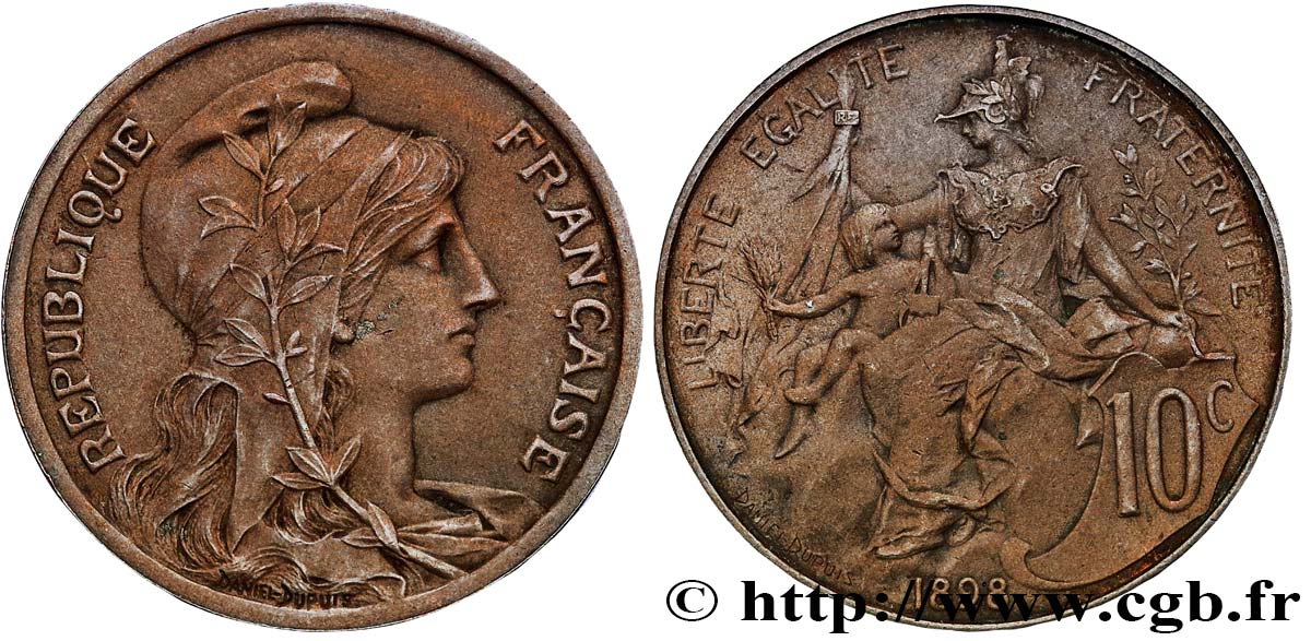 10 centimes Daniel-Dupuis, Flan Mat 1898  F.136/6 VZ62 