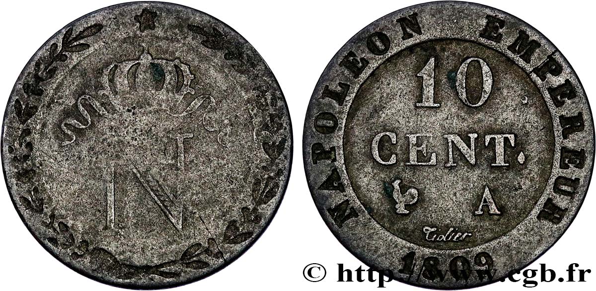 10 cent. à l N couronnée 1809 Paris F.130/10 B12 