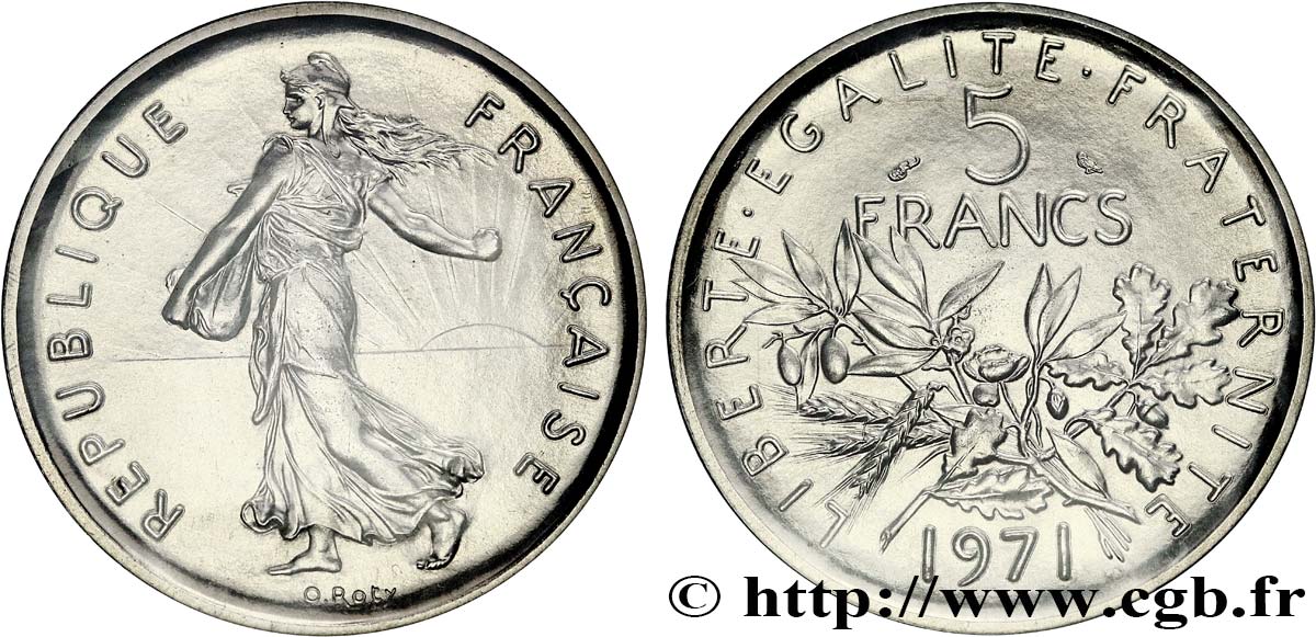 5 francs Semeuse, nickel 1971 Paris F.341/3 FDC 
