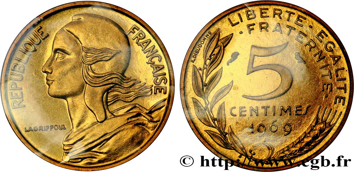 5 centimes Marianne 1969 Paris F.125/5 FDC 