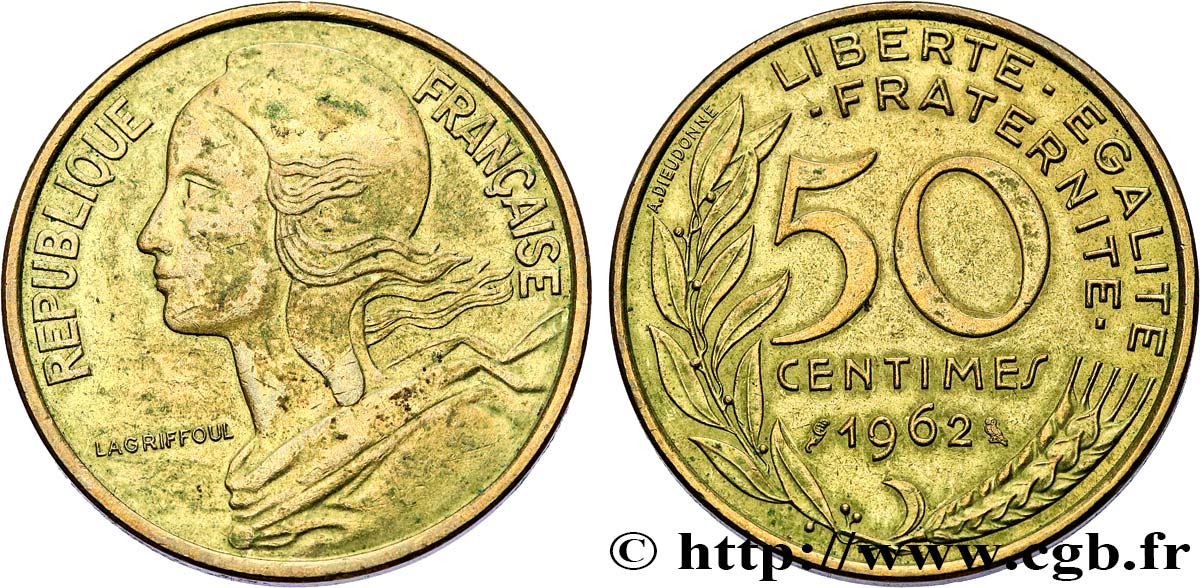50 centimes Marianne, col à 4 plis 1962 Paris F.197/3 TTB+ 