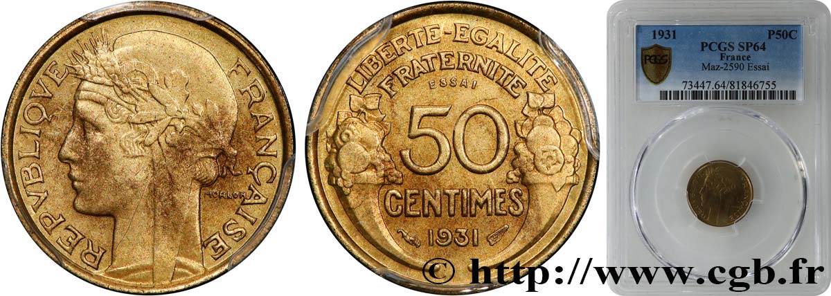 Essai de 50 centimes Morlon 1931  F.192/1 MS64 PCGS