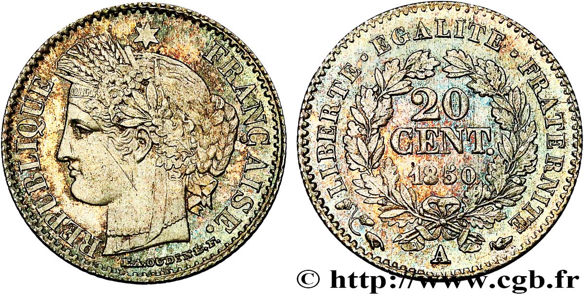 20 centimes Cérès, IIe République 1850 Paris F.146/3 SUP+ 