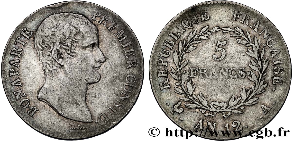 5 francs Bonaparte Premier Consul 1804 Paris F.301/9 VF30 