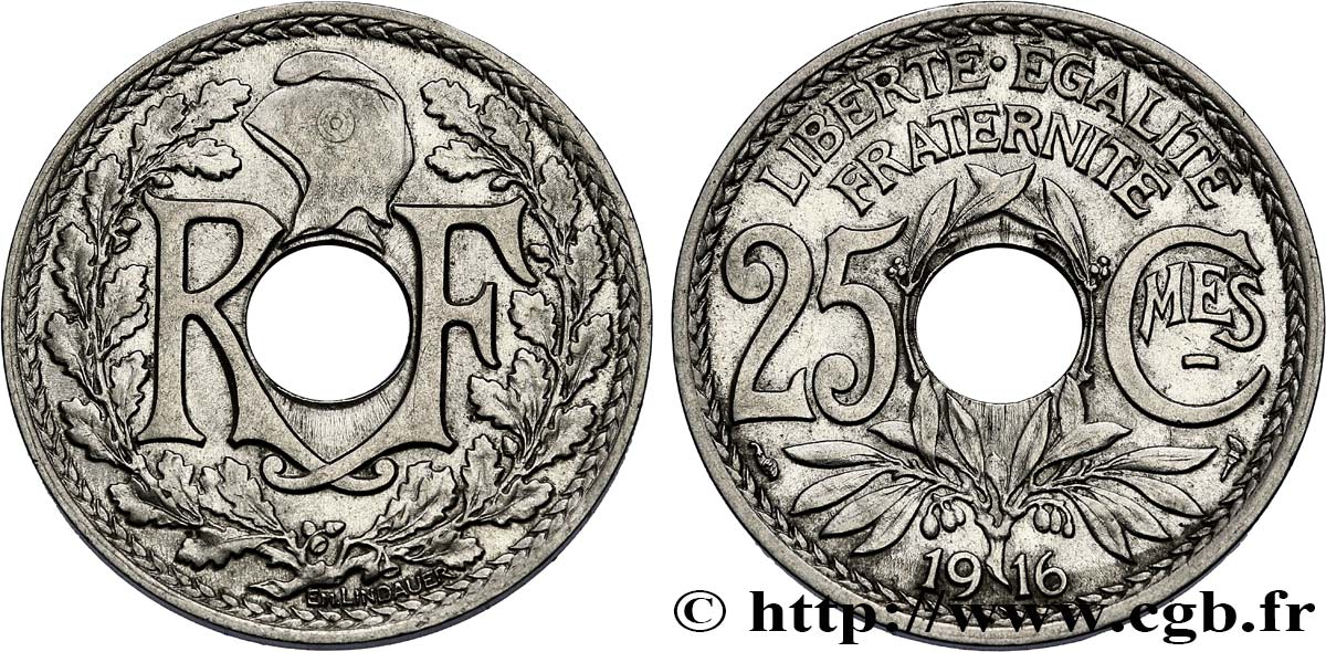 25 centimes Lindauer, Cmes souligné 1916 Paris F.170/4 MBC+ 