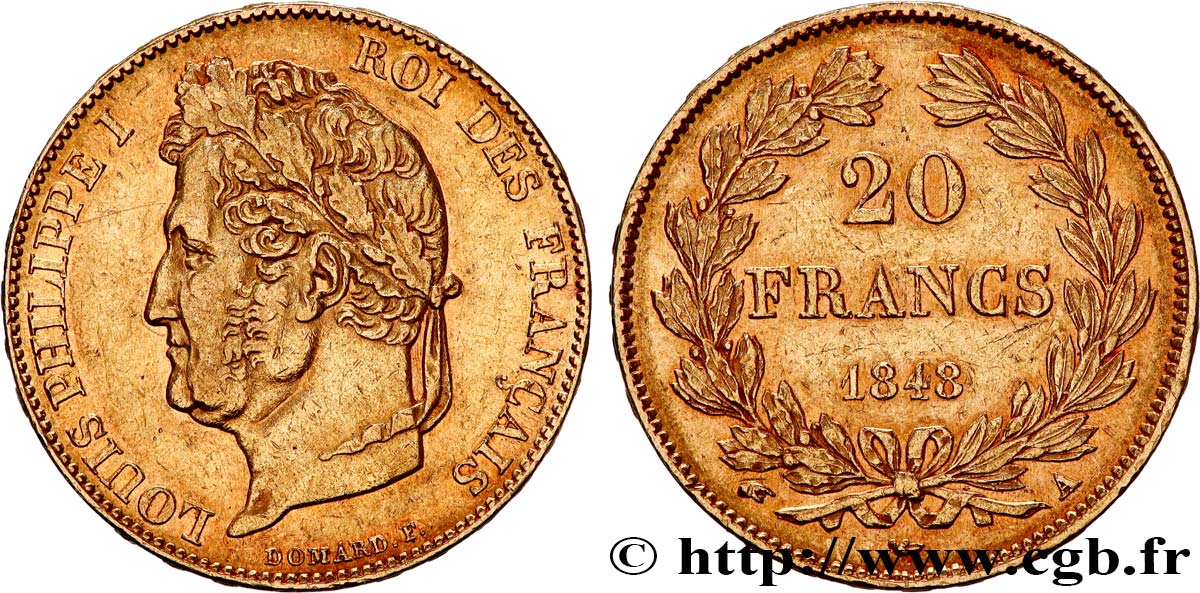 20 francs or Louis-Philippe, Domard 1848 Paris F.527/38 fVZ 