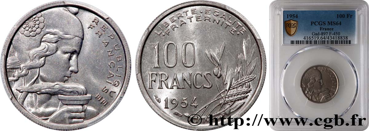 100 francs Cochet 1954  F.450/2 SPL64 PCGS