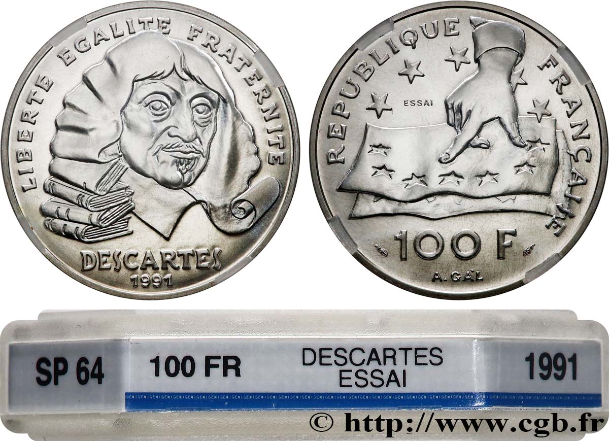 Essai de 100 francs Descartes 1991 Pessac F.459/1 MS64 GENI