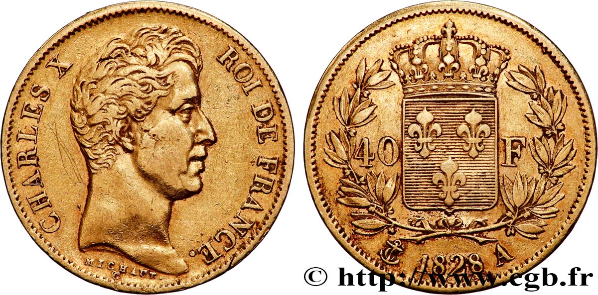 40 francs or Charles X, 2e type 1828 Paris F.544/3 TTB 