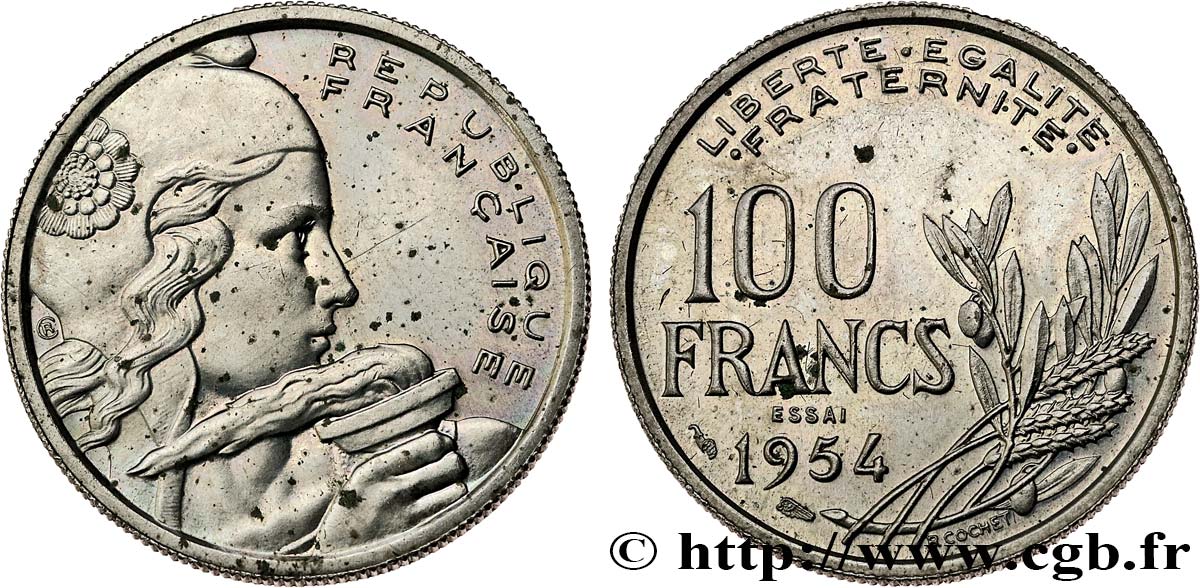 Essai de 100 francs Cochet 1954 Paris F.450/1 SUP+ 