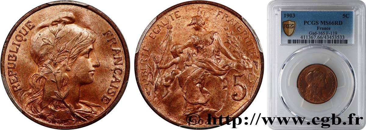 5 centimes Daniel-Dupuis 1903  F.119/13 FDC66 PCGS