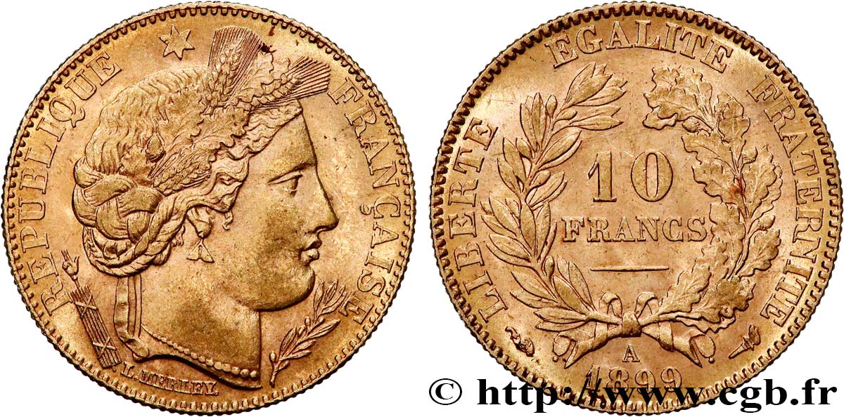 10 francs or Cérès, Troisième République 1899 Paris F.508/5 MS62 