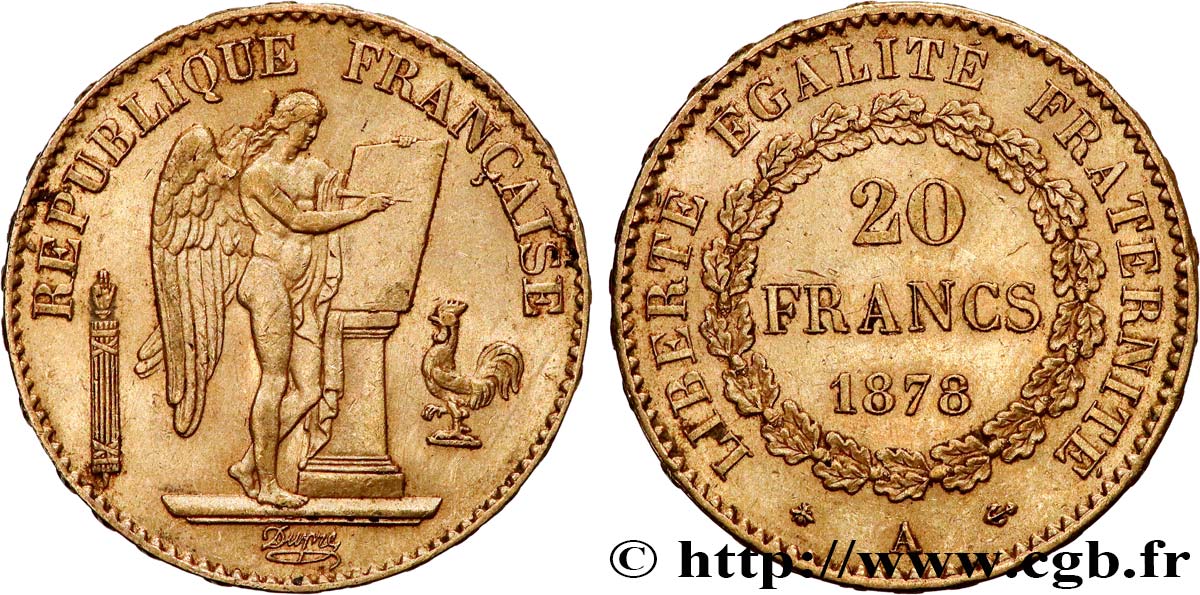 20 francs or Génie, Troisième République 1878 Paris F.533/6 q.SPL 