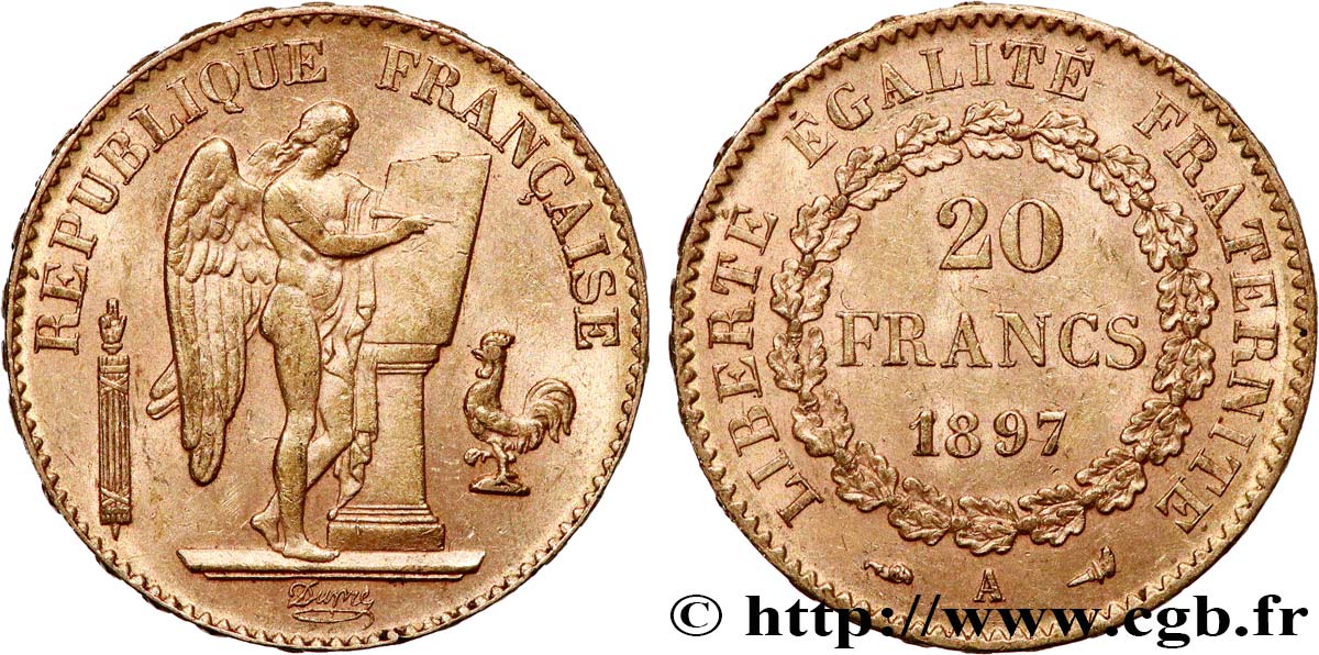 20 francs or Génie, Troisième République 1897 Paris F.533/22 EBC58 