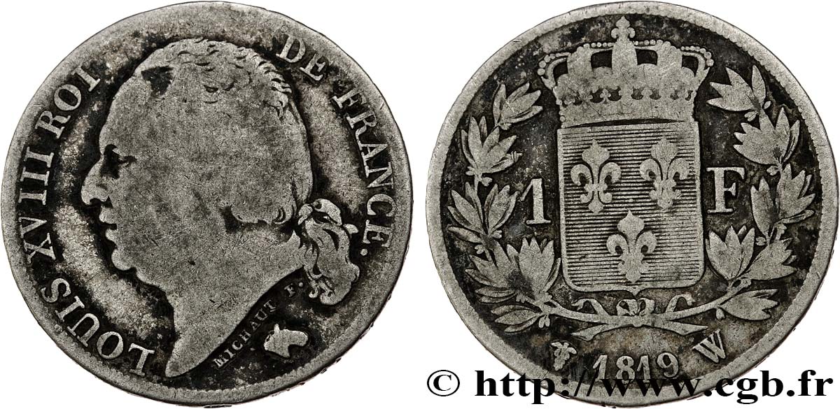1 franc Louis XVIII 1819 Lille F.206/29 F12 