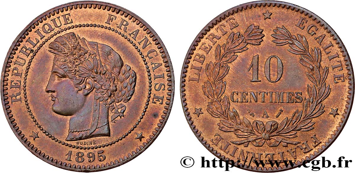 10 centimes Cérès 1895 Paris F.135/40 MS63 