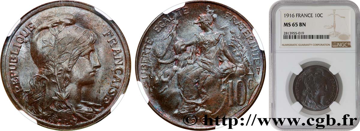 10 centimes Daniel-Dupuis 1916  F.136/26 FDC65 NGC