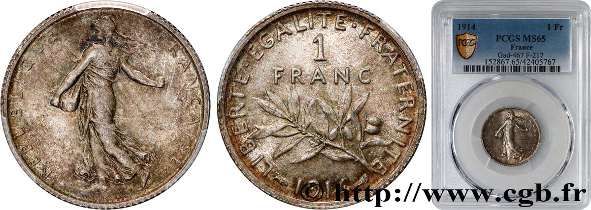 1 franc Semeuse 1914 Paris F.217/19 MS65 PCGS