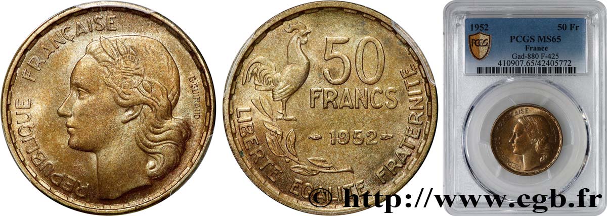 50 francs Guiraud 1952  F.425/8 ST65 PCGS