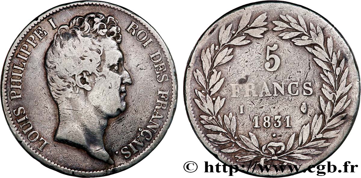 5 francs type Tiolier avec le I, tranche en creux 1831 Limoges F.315/19 VF 
