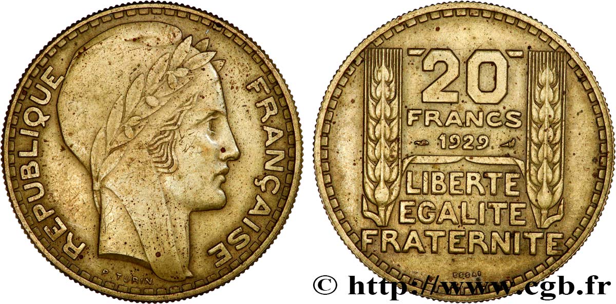 Essai de 20 francs Turin en bronze-aluminium 1929 Paris GEM.199 5 SUP 