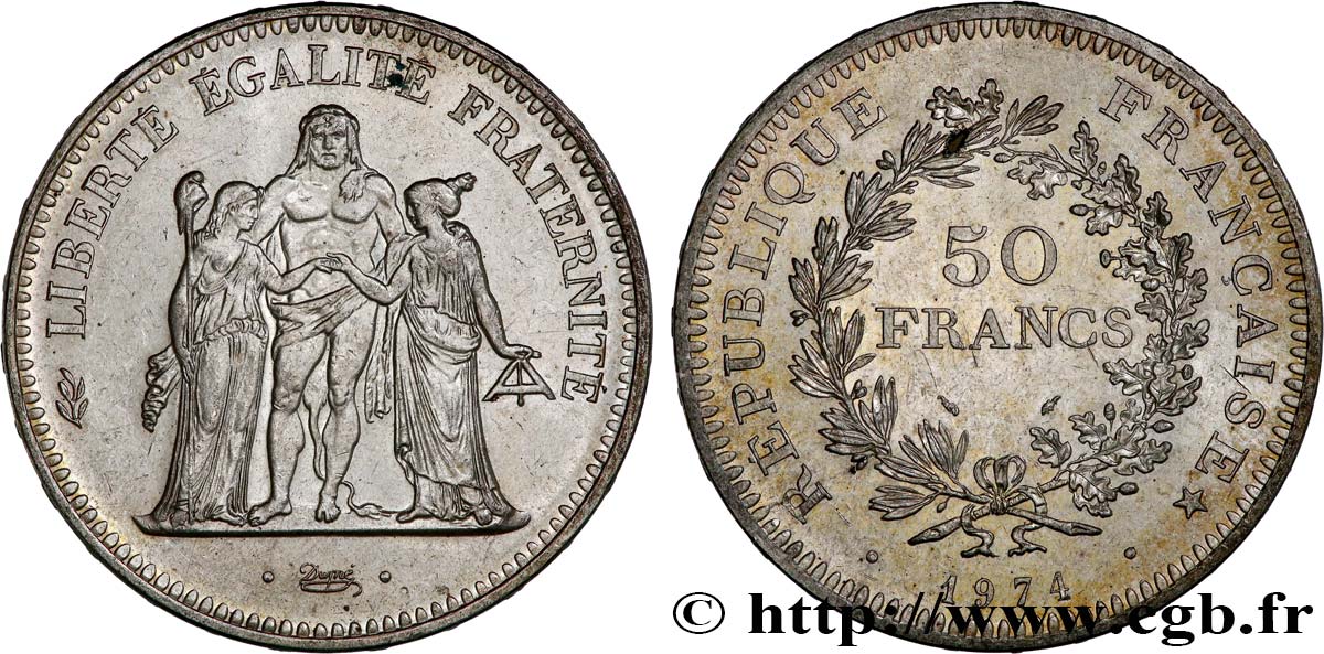 50 francs Hercule, avers de la 20 francs 1974  F.426/1 VZ 