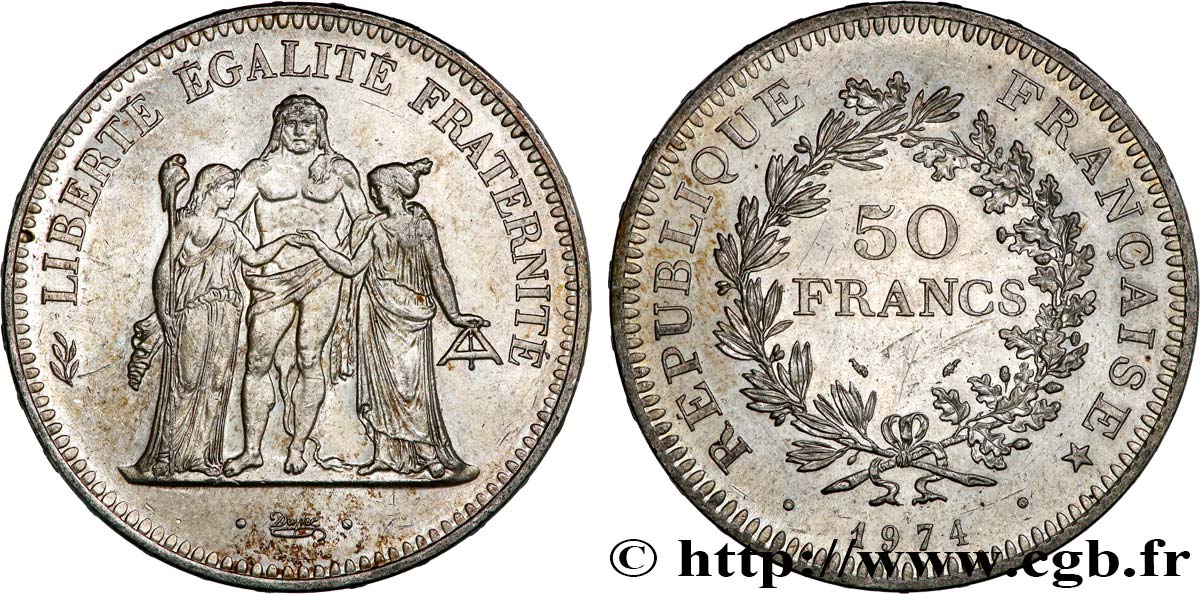 50 francs Hercule, avers de la 20 francs 1974  F.426/1 SPL 