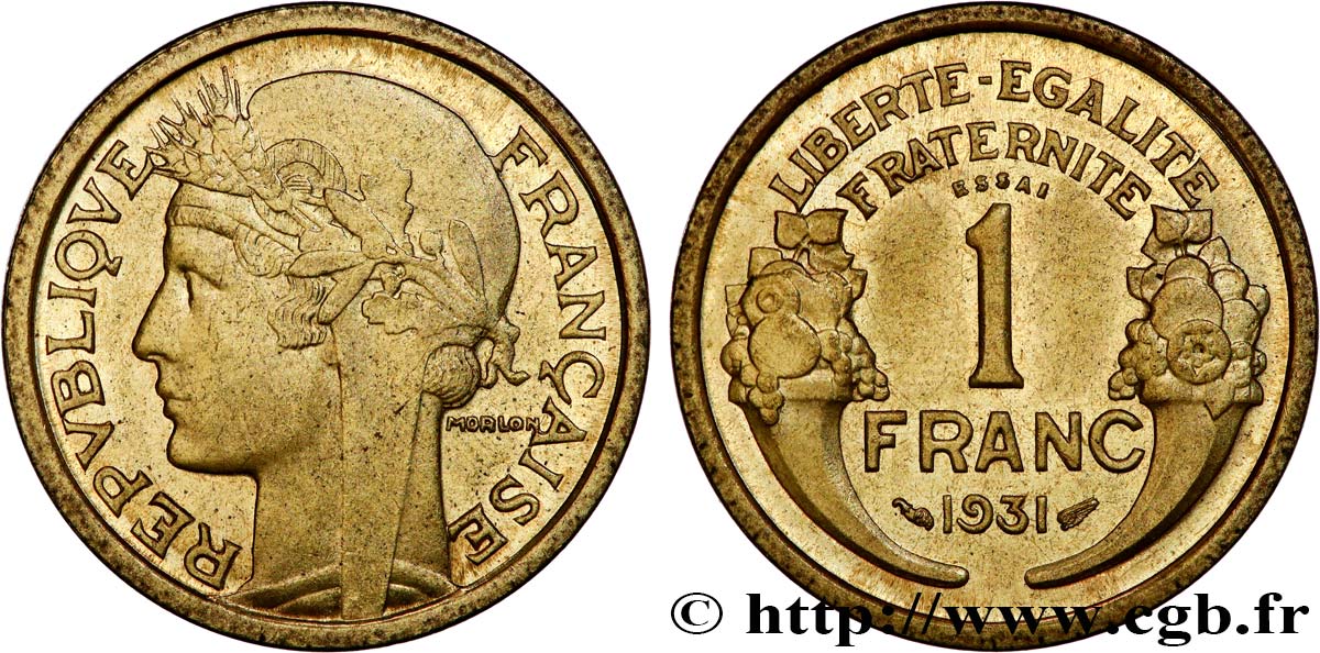 Essai de 1 franc Morlon 1931  F.219/1 MS63 