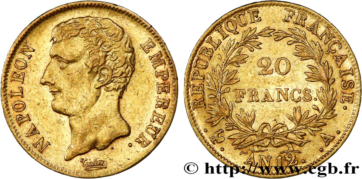 20 francs or Napoléon Empereur, buste intermédiaire 1804 Paris F.511/1 TTB53 