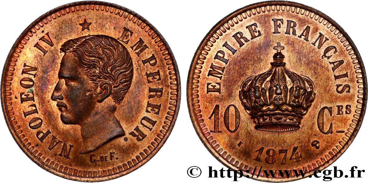 Essai de 10 centimes 1874 Bruxelles GEM.23 1 SPL64 