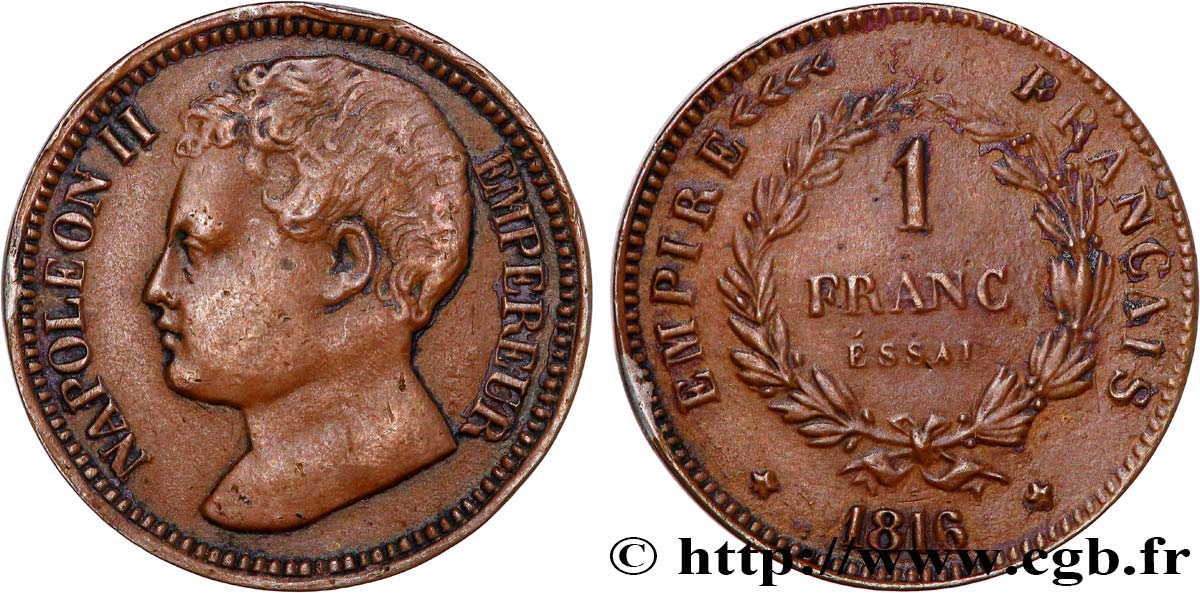 1 franc, essai en bronze 1816  VG.2407  XF 