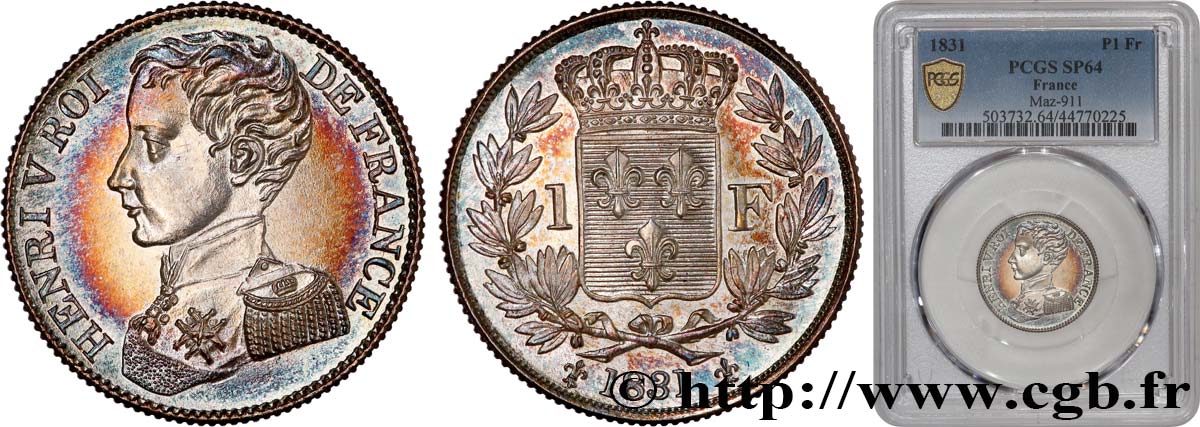 1 franc 1831  VG.2705  MS64 PCGS