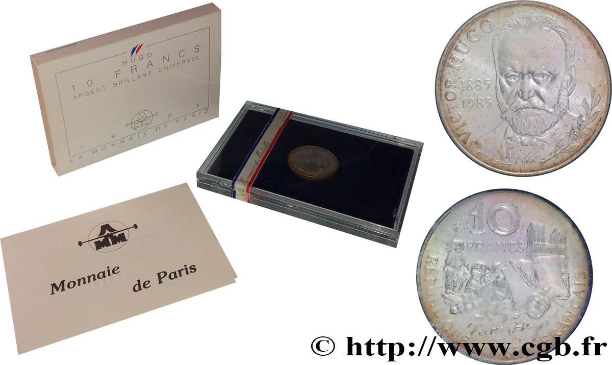 Brillant Universel argent 10 francs Victor Hugo 1985  F5.1300 2 FDC 