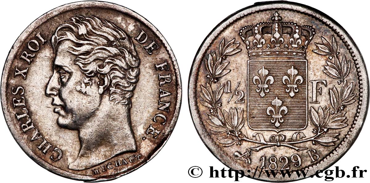 1/2 franc Charles X 1829 Rouen F.180/38 BB50 