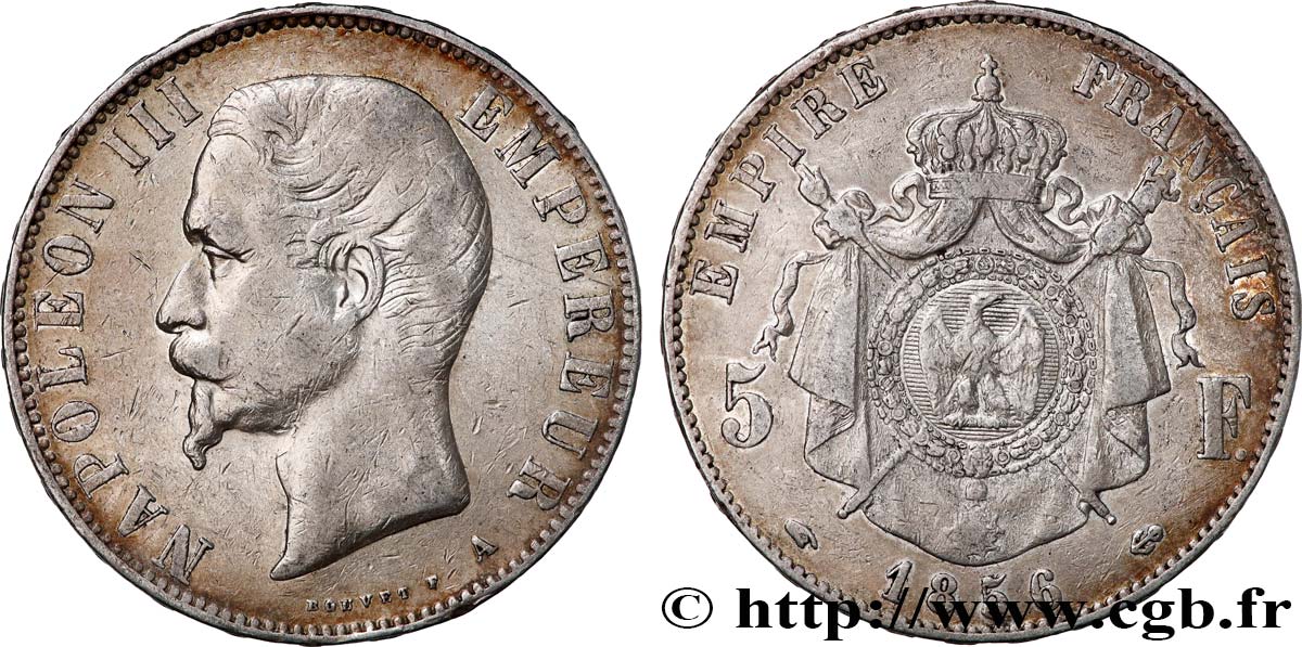 5 francs Napoléon III, tête nue, petit A 1856 Paris F.330/7 S30 