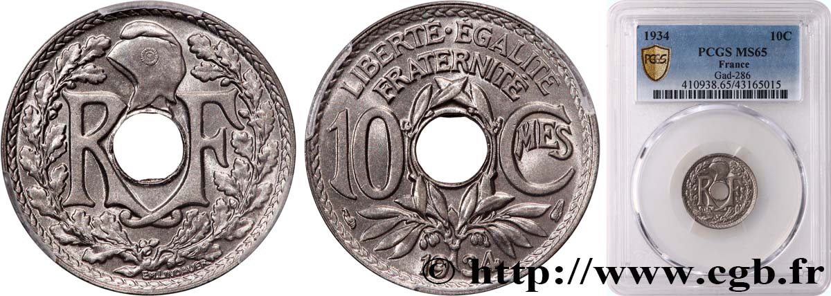 10 centimes Lindauer 1934  F.138/21 FDC65 PCGS