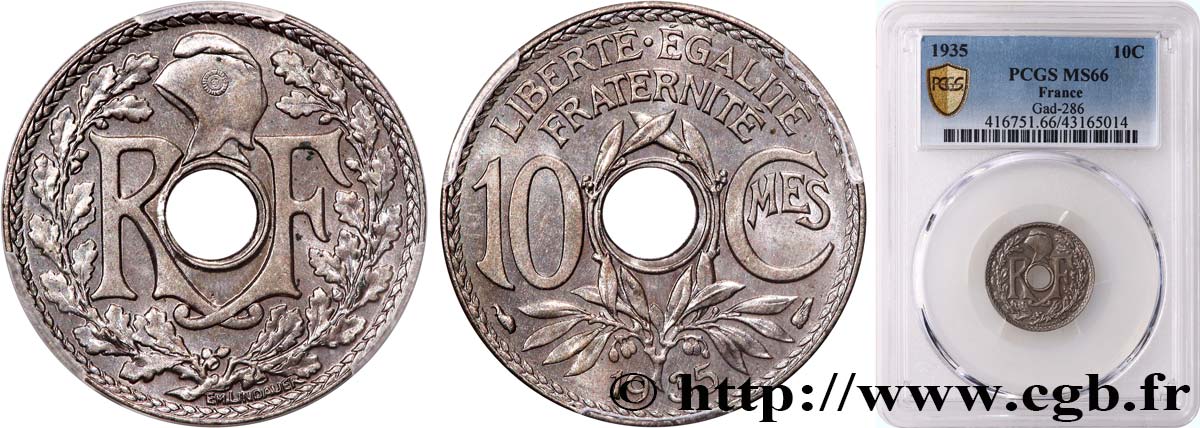 10 centimes Lindauer 1935  F.138/22 ST66 PCGS